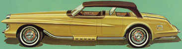 Drawing from the box of the Renwal (toy) 1964 Duesenberg, which more closely resembles the Exners' original concept.  Click here to see an original Exner sketch.