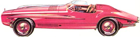 Drawing for a "modern" Mercer Raceabout, done in 1964.  A single Mercer Cobra was built from this concept.