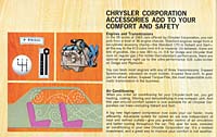 Page three details the engine and transmissions details along with the air condition systems used on Chrysler Corporation autos.