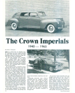 page 1 of The CROWN IMPERIALS - 1940-1965, and article by Cars and Parts Annual