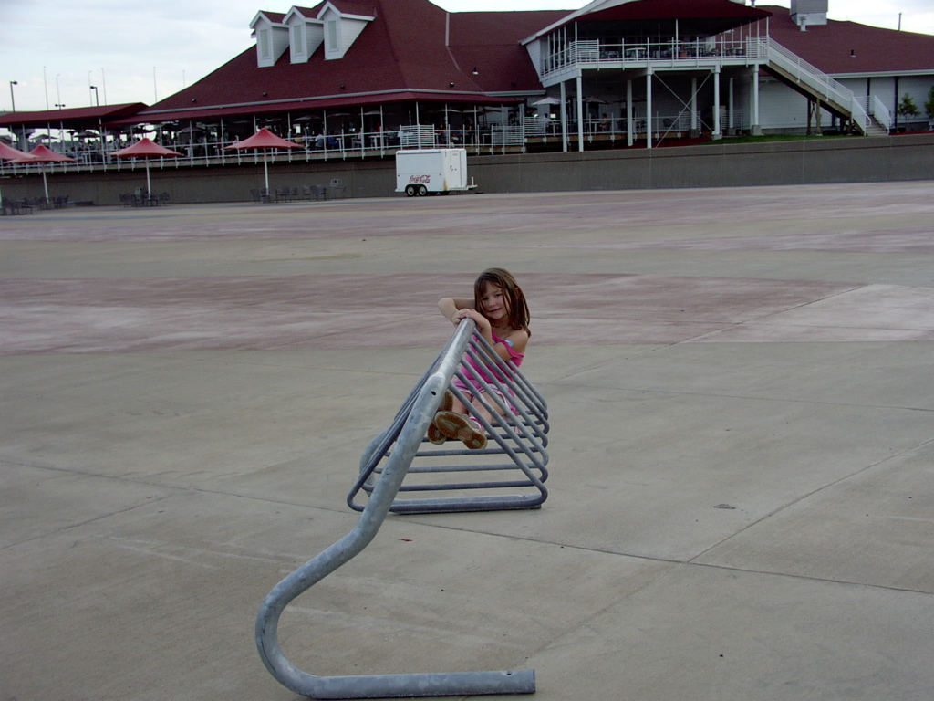 CarlyInBikeRack.JPG