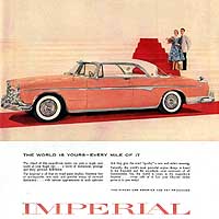 1955 Imperial advertisement, canyon tan car with steps.