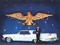 1958 Imperial advertisement, man with blue car and background