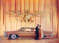Gold car with couple