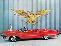 1958 Imperial advertisement, red convertible.