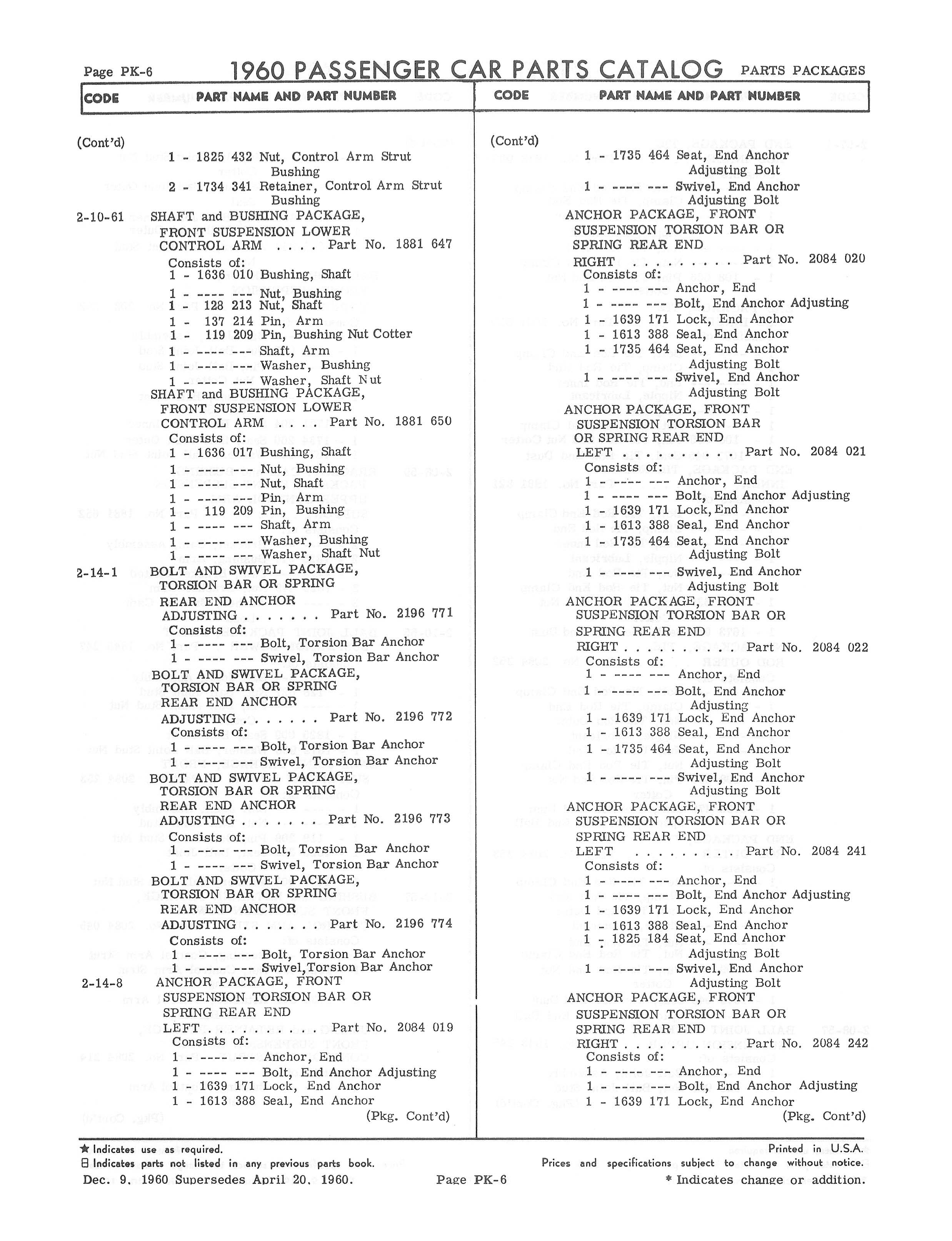 1960 Chrysler Parts Manual