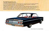 The 1965 Plymouth Sport Fury and its specifications..."The biggest, plushest Plymouth ever!"