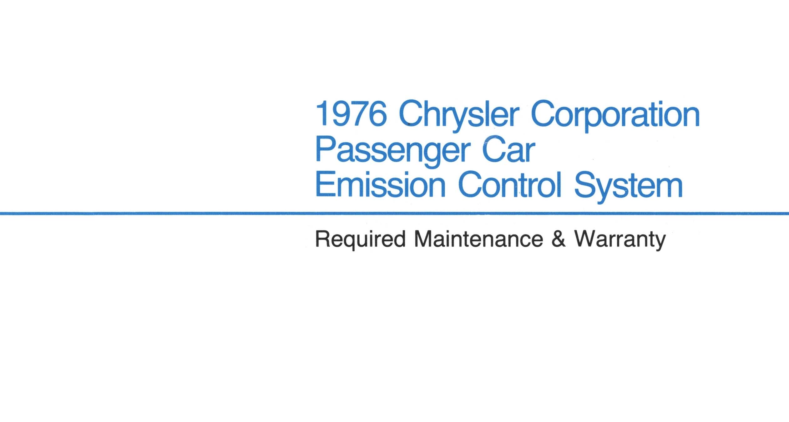 1976 Emission Warranty
